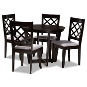 Baxton Studio Selby Modern and Contemporary Grey Fabric Upholstered and Dark Brown Finished Wood 5-Piece Dining Set